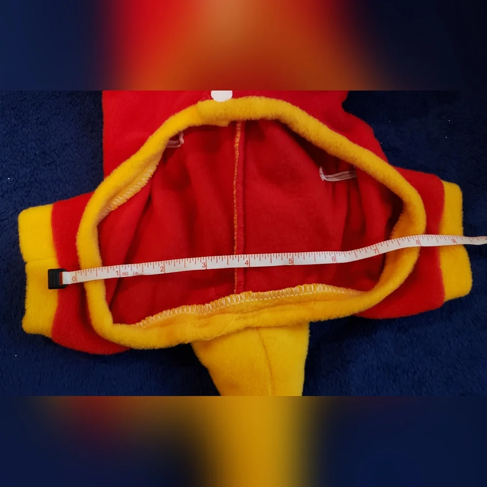NWOT Puppy Red and Yellow Dinosaur Fleece Onesie Size S